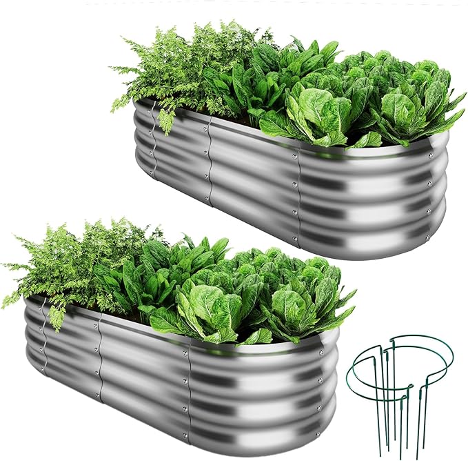 Galvanized Metal Planter Raised Garden Bed Kit by ZFHgarden