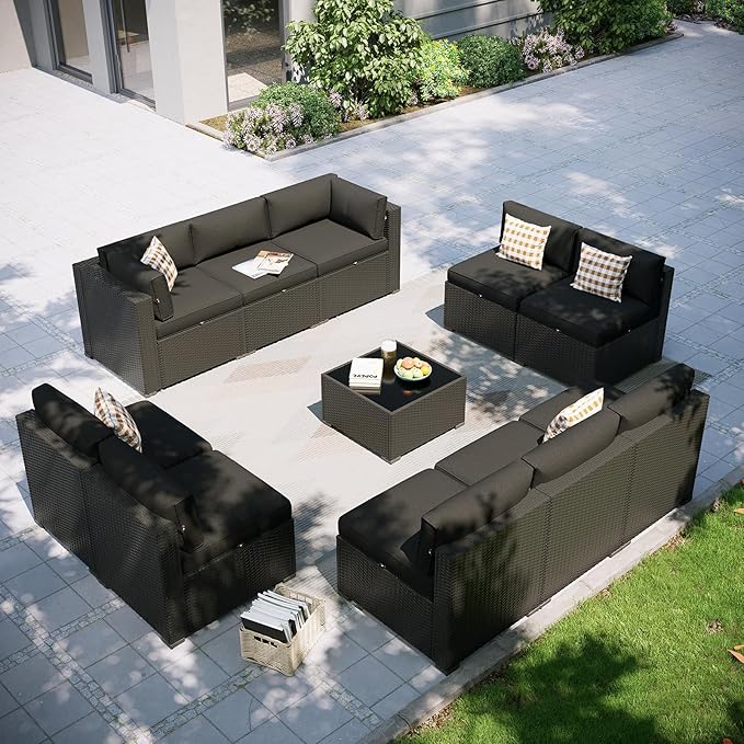 Aoxun Patio Furniture Set, 11 Piece Outdoor Sectional Sofas by Aoxun