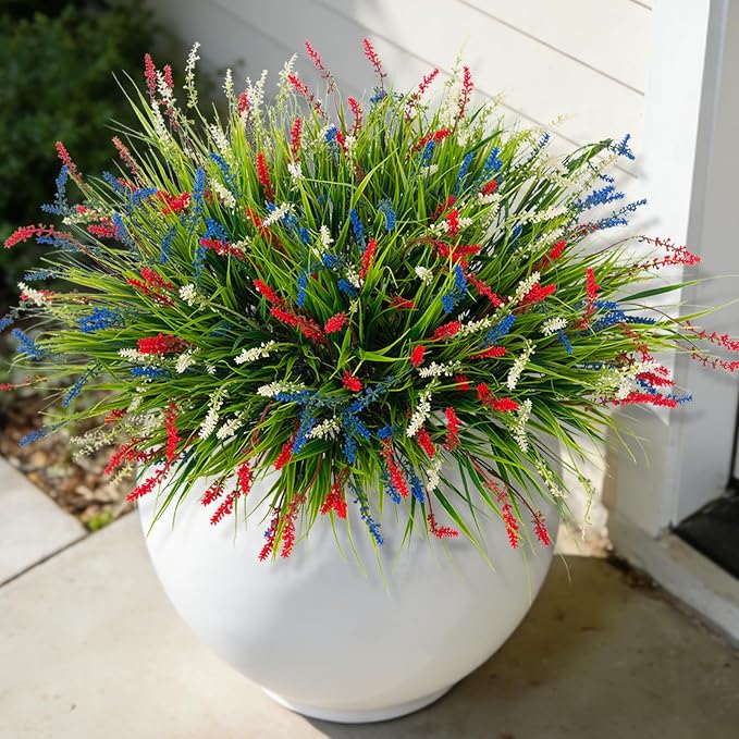 Artificial Faux Plants for Outdoor Spring Decoration, Fake Flowers Shrubs UV by Ammyoo