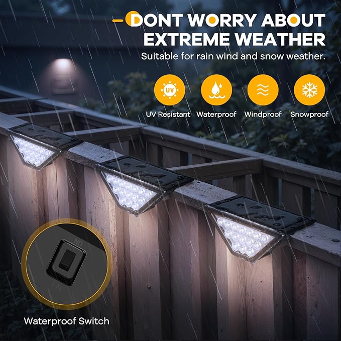 Solar Step Lights for Outside, Solar Stair Lights Outdoor Waterproof, Deck Step - Image 4