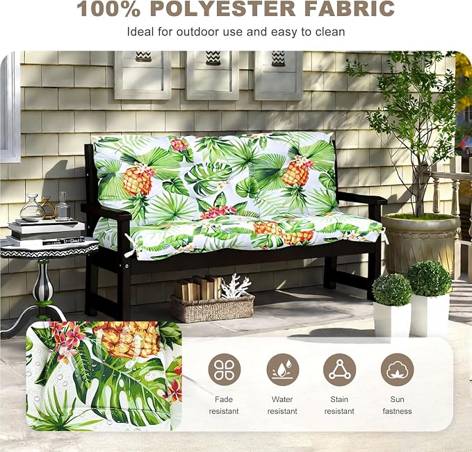 Porch Swing Cushion with Backrest, Waterproof Bench Cushion - Image 2