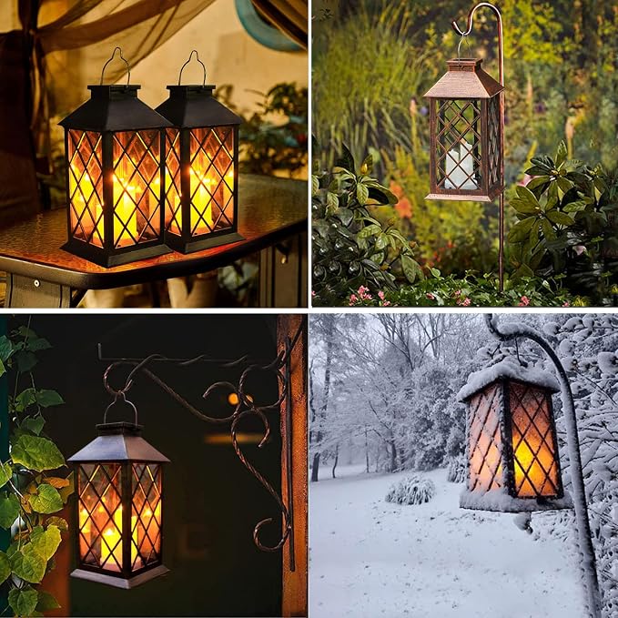 Solar Outdoor Lantern, Garden Hanging Waterproof Lanterns PVC Upgrade 3 LED - Image 3