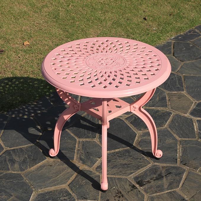 Cast Aluminum Outdoor Side Table, Small Patio Table, Outdoor Coffee Tables - Image 5