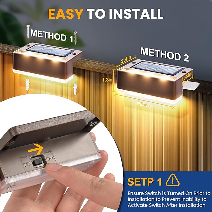 SOLPEX Solar Fence Lights, Solar Deck Lights Outdoor Waterproof Solar Powered - Image 3