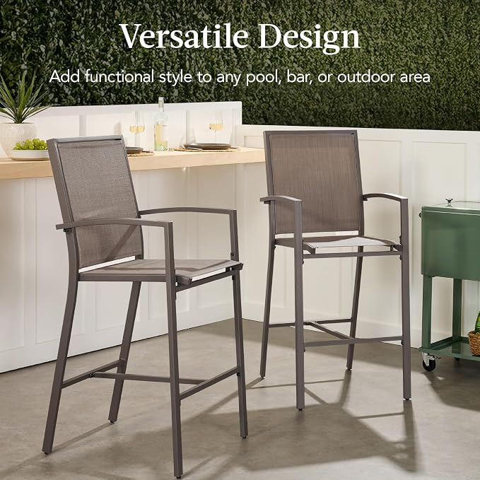 Best Choice Products Outdoor Bar Stools Set of 2, Bar Height, Patio Furniture - Image 6