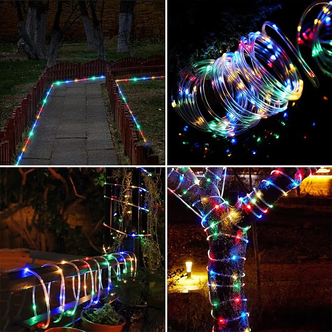 RUICHEN Solar Rope Lights Outdoor String Lights, 16.5 Ft 50 LED Tube Light - Image 4