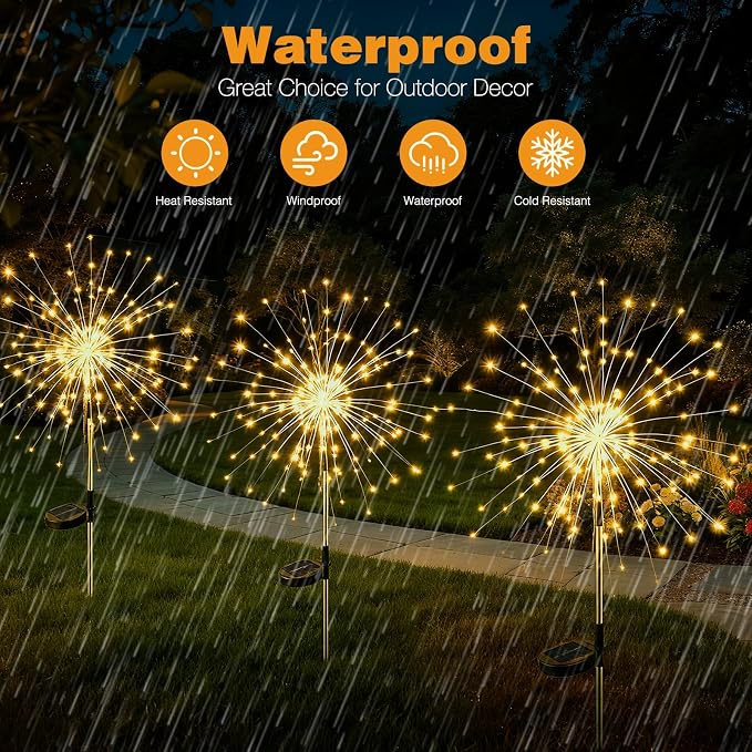 btfarm Solar Garden Lights Outdoor, 8 Modes Firework Lights Solar Powered - Image 5