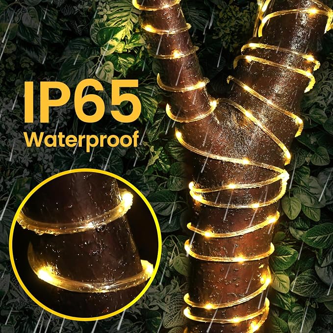 200 LED Solar Rope Lights Outdoor, 66FT Solar String Lights Indoor Waterproof - Image 6