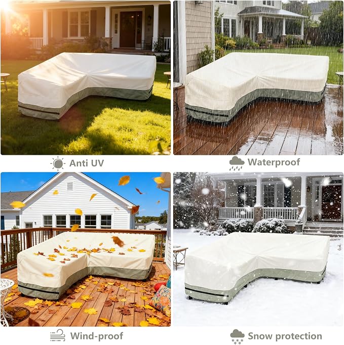 okcool Outdoor Sectional Sofa Cover Waterproof V Shaped Patio Furniture Covers - Image 8