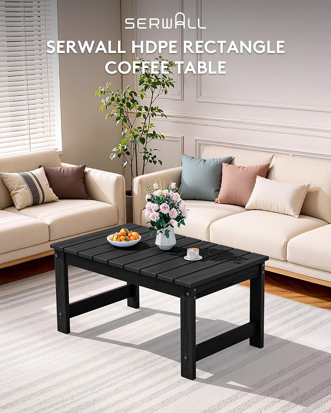 SERWALL Outdoor Coffee Table, HDPE Patio Coffee Table - Image 10