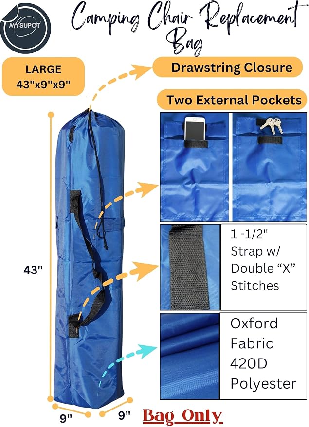 43"x9"x9" Replacement Bag for Folding Camping Chair, Camp Chairs, Yoga Mat - Image 3