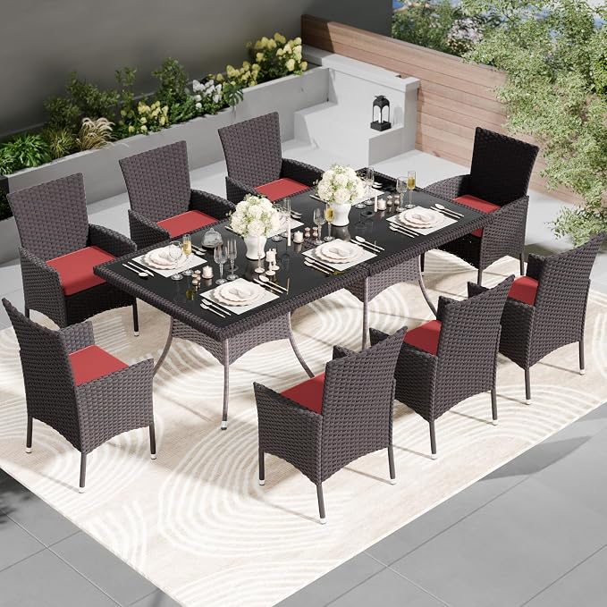 Kullavik 10-Piece Outdoor Dining Set Patio Rattan Furniture Set, Patio Dining - Image 7