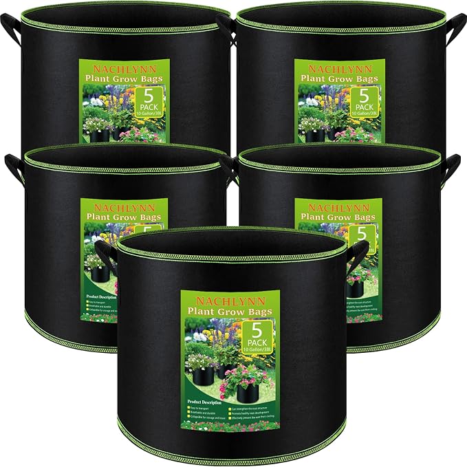 NACHLYNN 5-Pack 10 Gallon Grow Bags by Createyourownlifestory