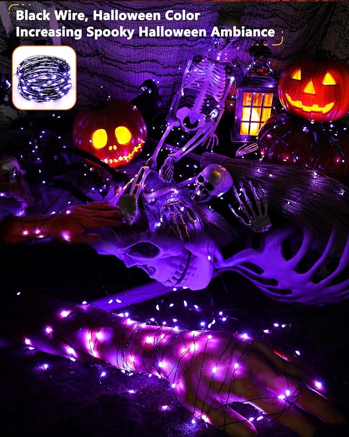 Brizled Halloween Fairy Lights, 2 Pack Total 78FT 240 LED Purple Fairy Lights - Image 2