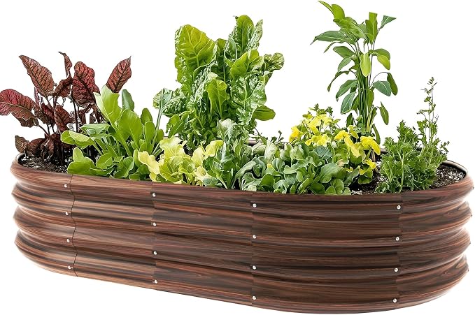 5x3x1ft Oval Galvanized Raised Garden Bed Outdoor 9-in-1 Large Metal Modular by IDEAFAMILY
