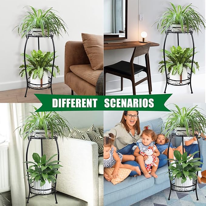 MOCORY Plant Stand Indoor Outdoor 2 Tier 27" Tall Metal Potted Holder Flower - Image 6