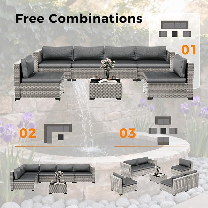 12-Seat Modular Patio Furniture Set – Outdoor Wicker Sectional Sofa - Image 7