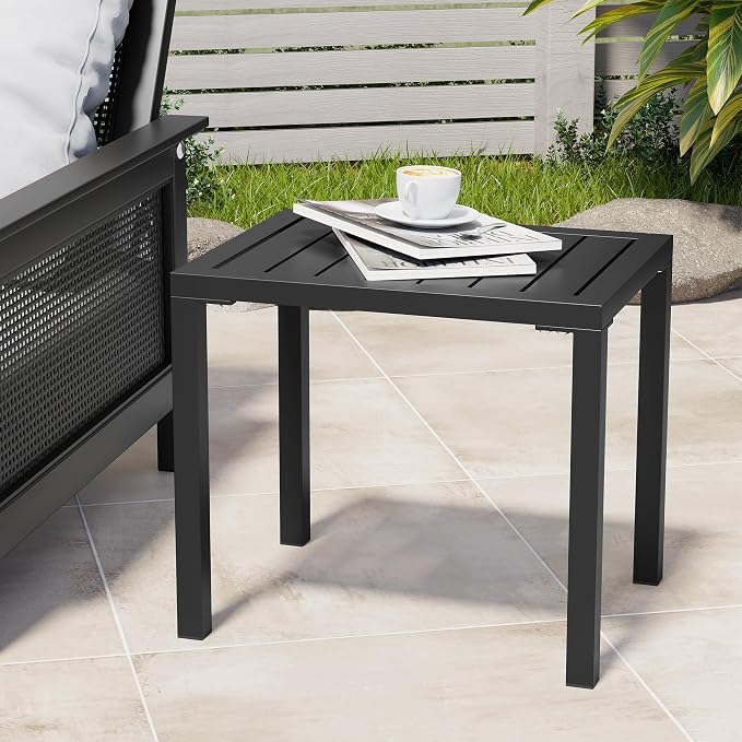 Crestlive Products Outdoor Side Table Set of 2, Aluminum Rectangular Side/End - Image 2
