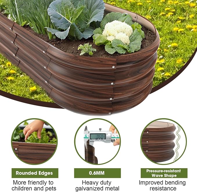 4x2x1ft Oval Galvanized Raised Garden Bed Outdoor 9-in-1 Large Metal Modular - Image 4