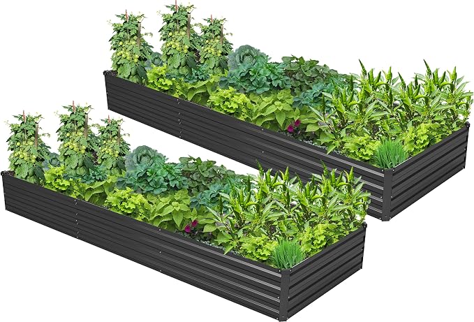 2PCS 10x3x1ft Galvanized Raised Garden Bed Kit, Galvanized Planter Raised by Easllre