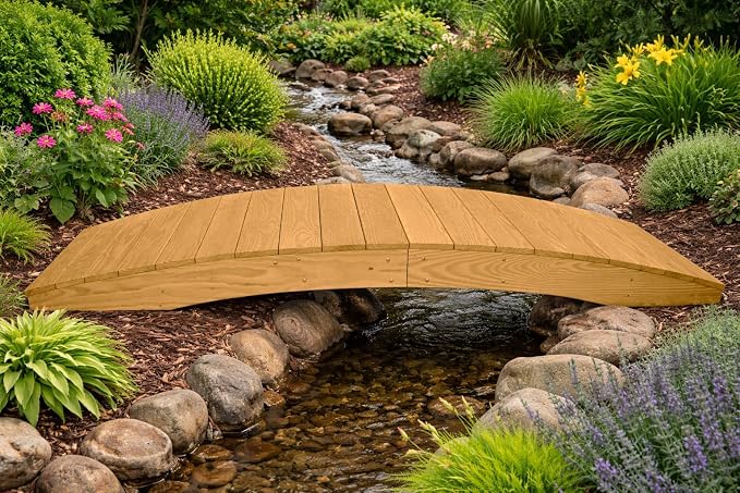8 FT Oak Amish Made Pinewood Heavy Duty Garden Bridge - Image 6