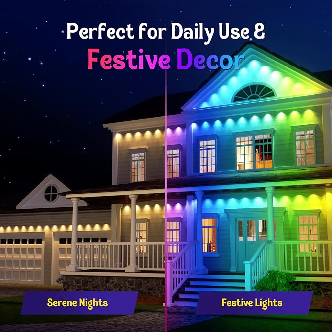 Fitop Permanent Outdoor Lights, 200FT RGB Smart LED Eaves Light, IP67 - Image 3