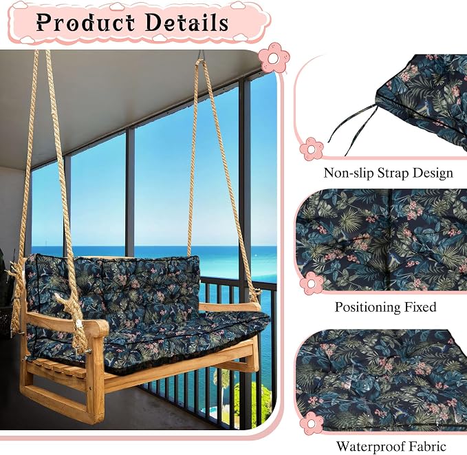 2-3 Seat Swing Replacement Cushion, Outdoor Bench Cushions - Image 2