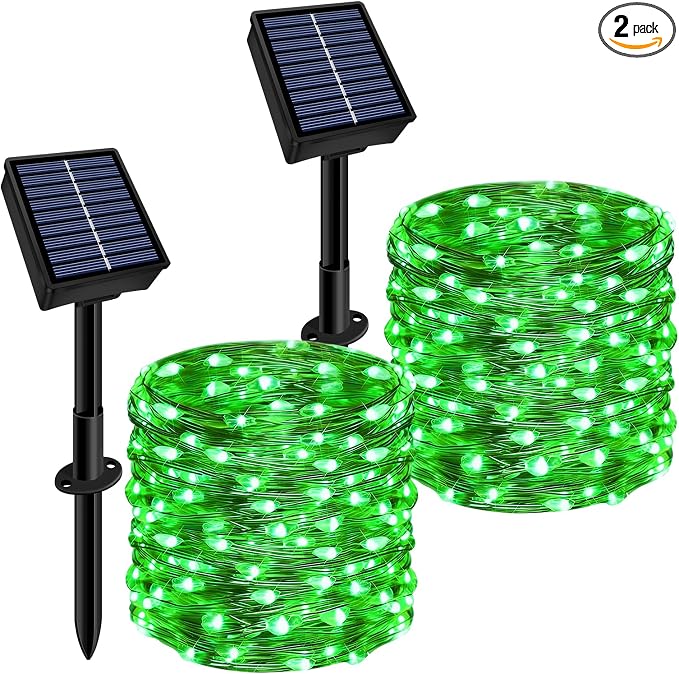 Solar String Lights Outdoor Waterproof 2 Pack Total 66ft 200LED 8 Modes Twinkle by Slyuexu