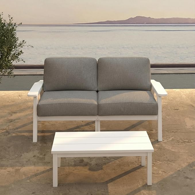 Patio Furniture Set 2 Seats, HDPE Outdoor Sectional by PatioKingdom