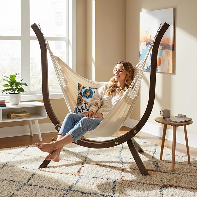ONCLOUD 550 LBS Hand-Made Elegant Hammock Chair Stand Only, Premium Curved - Image 6