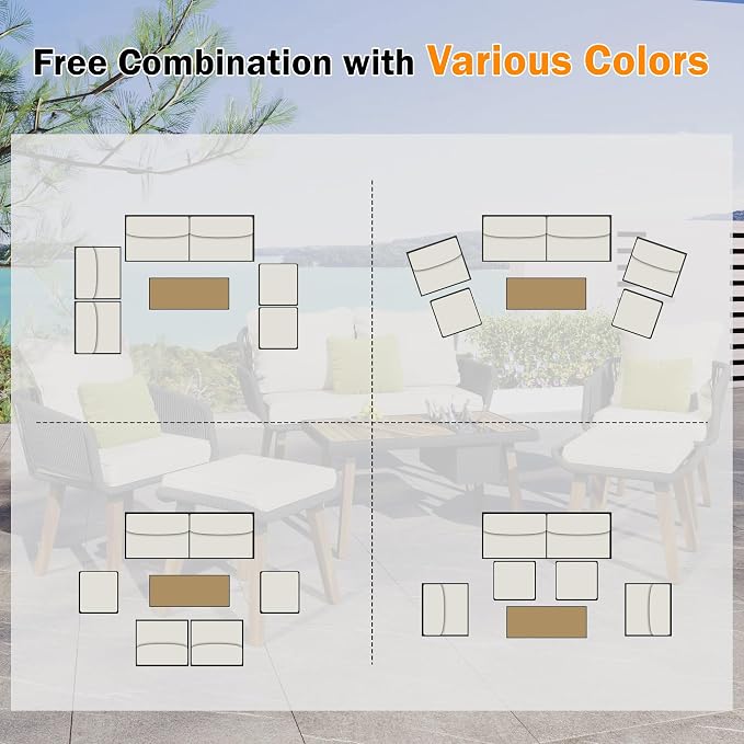 6-Piece Rope Patio Furniture Set, Outdoor Furniture - Image 6
