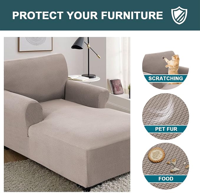 FantasDecor Chaise Lounge Cover Stretch Chair Lattice Slipcover - Image 5
