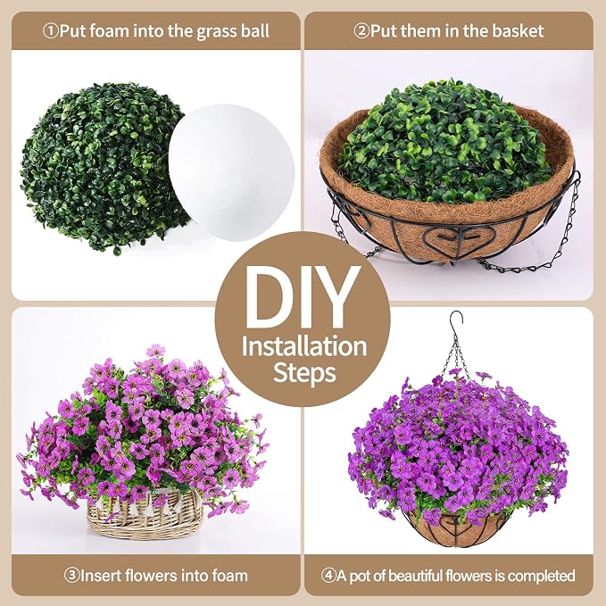 Artificial Hanging Flower for Outdoors, Fake Hanging Basket for Outside - Image 4