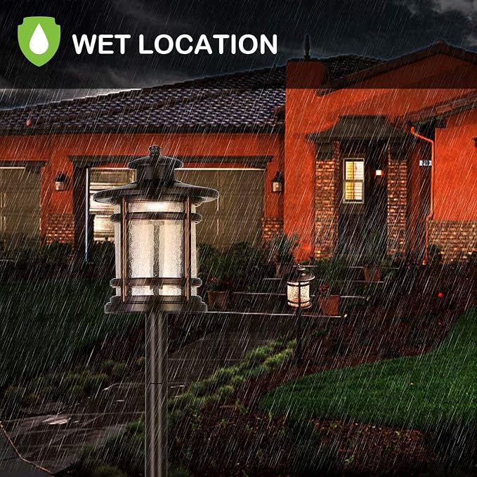 hykolity Low Voltage ORB LED Landscape Path Light W/Crackled Shade, 3.4W 155LM - Image 5