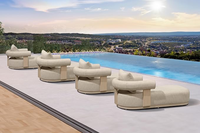 PURPLE LEAF Outdoor Chaise Lounge Set of 4 Chair Modern Aluminum Lounger Daybed - Image 3