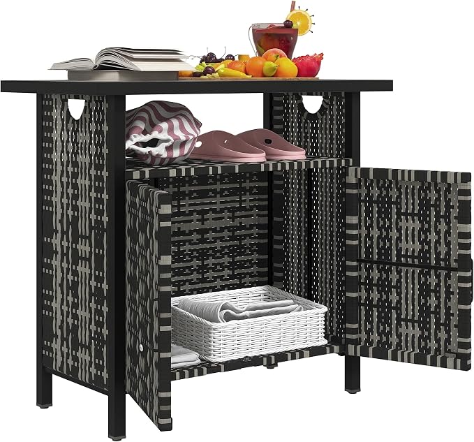 Outsunny Outdoor Pool Towel Storage Cabinet Organizer, Outdoor Bar Table by Outsunny