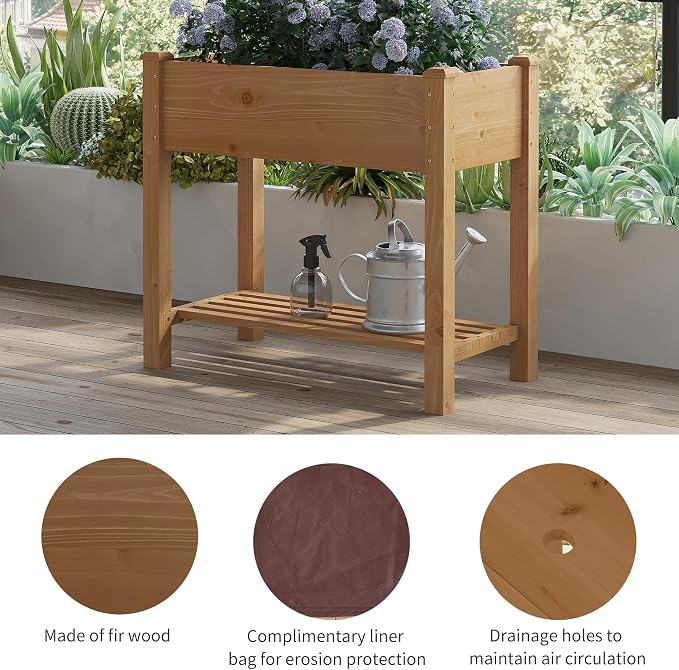 FILWH Raised Garden Bed with Legs Elevated Wooden Planter Box Stand Large - Image 6