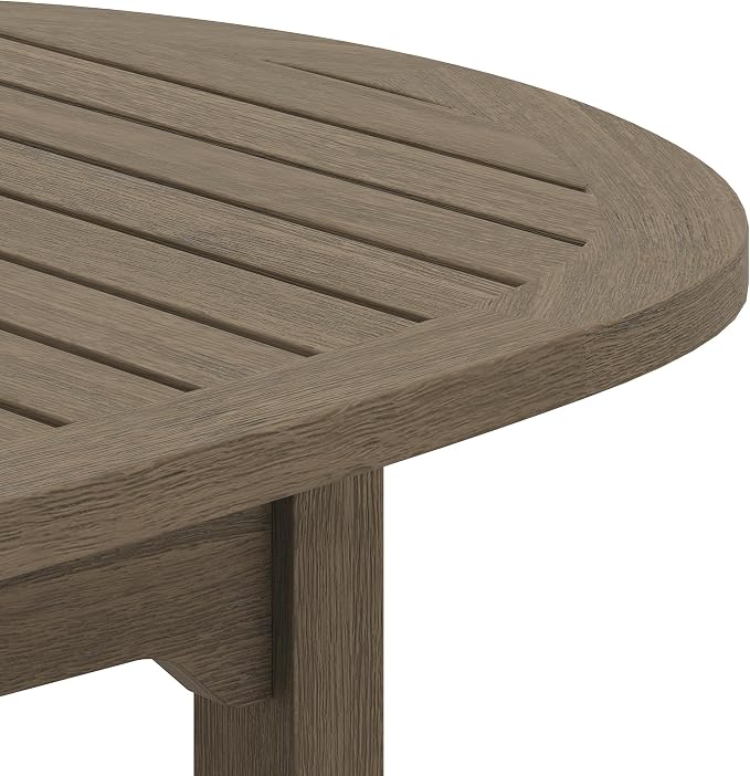 Modway Saratoga Teak Outdoor Oval Coffee Table in Weathered Gray – Low Wood - Image 9