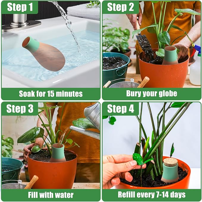 4PCS Terracotta Watering Spikes, Ollas Self Watering Globes, Slow Release Self - Image 6