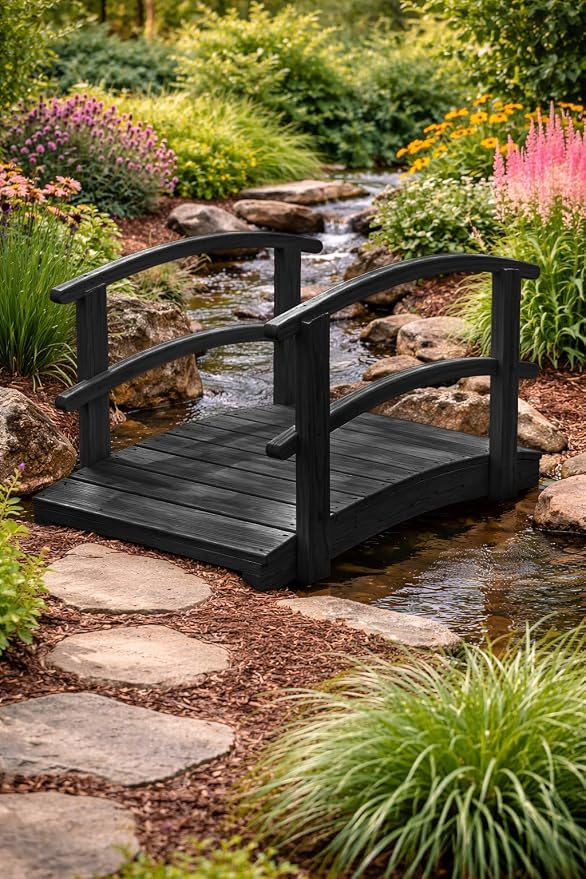 4 FT Black Amish Made Garden Bridge - Image 3