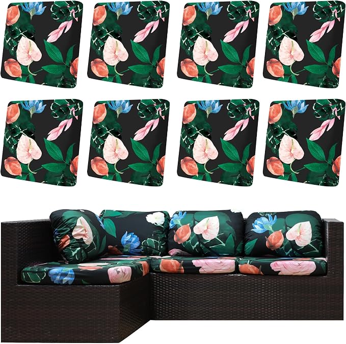 8Pcs Outdoor Cushion Covers, Patio Cushion Covers, Stretch Elastic Slipcovers by dreahoteztil