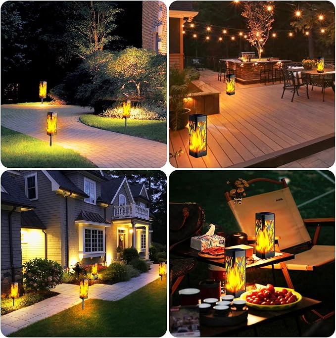 TomCare Flickering Flames Pathway Lights Solar Powered Decorative Garden - Image 7