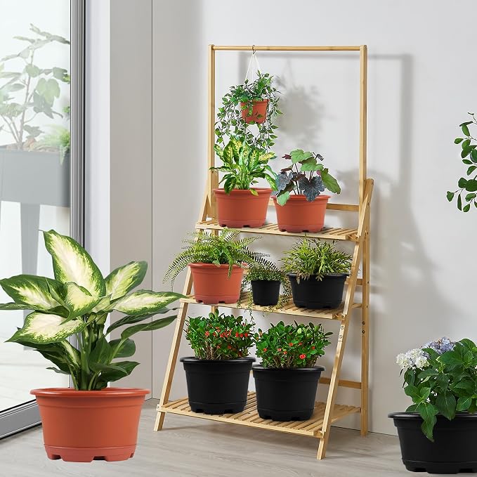 5 Pack 10.5 inch Plant Pots, Planter-Pots-for-Plants-Indoor-Outdoor，Plastic - Image 7