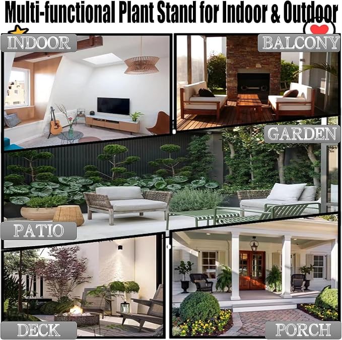 Plant Stand, 2 Pack Round Plant Stands Indoor Outdoor, Retro Design 15'' Tall - Image 7