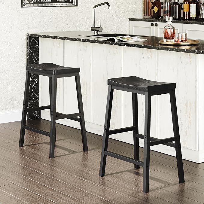 HOOBRO Bar Stools, 23.6 Inch Saddle Stools, Kitchen Counter Stools - Image 6