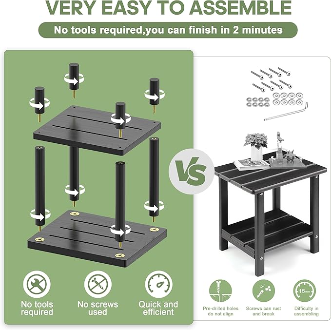 Outdoor Side Table, 2-Tier Small Outdoor Table - Image 4