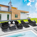 BULEXYARD 11 Piece Large High Back Grey Rattan Patio Furniture Sets by BULEXYARDFURNITURE