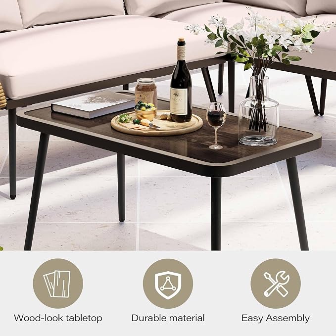 LAUSAINT HOME 6 Pieces L-Shaped Outdoor Furniture Set, Wicker Rattan Patio - Image 6