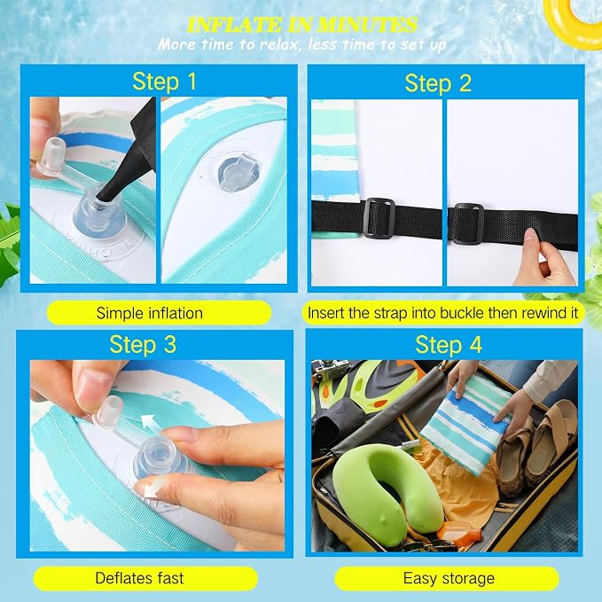 2 Pack Inflatable Pool Float for Adult Adjustable Hammock Float Chair Fabric - Image 3