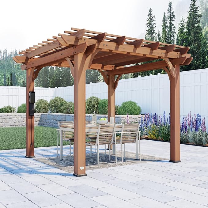 Backyard Discovery Beaumont 10' x 10' Traditional Cedar Wood Pergola Kit - Image 2